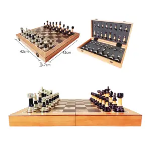 Tùy chỉnh 16.5 inch chất lượng tốt Hội Đồng Quản trị trò chơi gấp cờ vua kích thước lớn bằng gỗ cờ vua trò chơi thiết lập