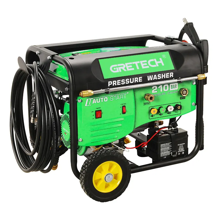 GRETECH JH21001 concrete cleaning machine petrol commercial hot water pressure washer with battery starting