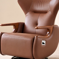 Fauteuil d'appoint pivotant moderne en similicuir écologique avec accoudoirs en bois massif pour salon