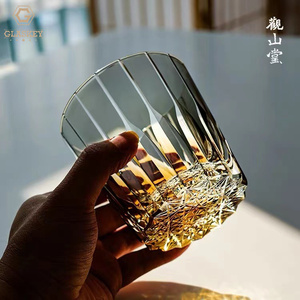 Edo Kiriko Verre gravé bleu-gris sculpté à la main Coupe en cristal astral Verre à vin Verres à <span class=keywords><strong>whisky</strong></span> - Product Image 1