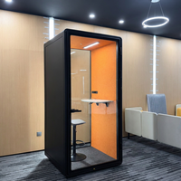 Cabine téléphonique de bureau insonorisée pour une personne, avec ventilateur, éclairage LED, panneau acoustique, pour bureau ouvert