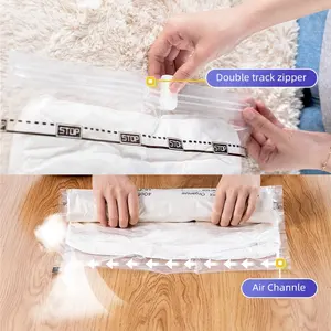 Travel Hand Roll Vacuum Storage Bag Pump Free Design Space Saver Compression Seal Storage Bag