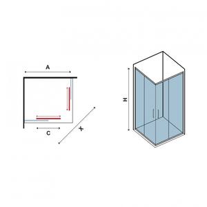 Box Doccia Angolare Kamalu KF1000 100x90 cm con Porta in Vetro Satinato - Product Image 4