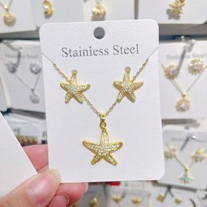 Parures de bijoux boucles d'oreilles et colliers, style viral exclusif pour les réseaux sociaux, approvisionnement e-commerce, revêtement PVD, épaisseur mixte, vente en gros - Product Image 2