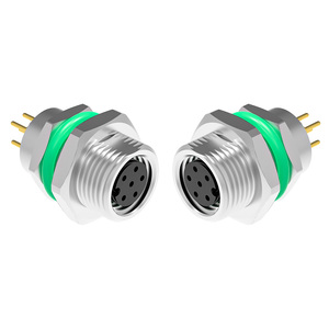 M8印刷电路板插座6针母圆形面板安装连接器防水IP67前锁插座，用于工业传感器和以太网 - Product Image 2