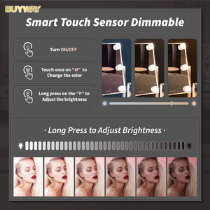 Tabletop mỹ phẩm gương với LED ánh sáng gương trang điểm gương với 6 bóng đèn xoay Vanity đứng gương độ sáng có thể điều chỉnh - Product Image 2