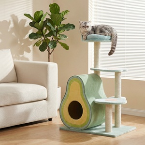Árbol rascador para gatos todo en uno, ecológico y que ahorra espacio, con casa de sisal y estantes de escalada, en embalaje de cartón. - Product Image 1