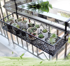 <span class=keywords><strong>Jardinière</strong></span> rectangulaire en métal noir à suspendre, pot <span class=keywords><strong>de</strong></span> fleurs en fer avec crochets <span class=keywords><strong>pour</strong></span> balcon et jardin extérieur - Product Image 4