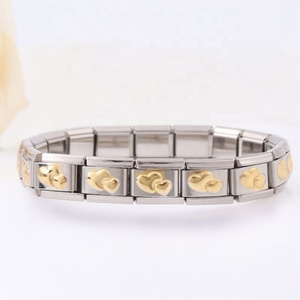 Bracelet à breloques italien, bijoux en diamant et perles, unisexe, classique, tendance, en acier inoxydable, bracelet élastique, forme géométrique, amour - Product Image 3