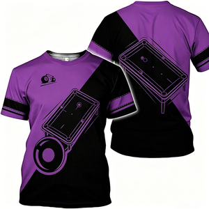 Camiseta Deportiva Casual de Manga Corta con Cuello Redondo y Diseño de Ondas Dinámicas en Bloques de Color Negro, Sublimación 3D de 9 Bolas para Hombre S.Q.F. - Product Image 6