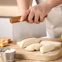 Grattoir à pâtisserie en acier inoxydable avec manche en bois, grattoir à pâte, coupe-pâte pour pain et pizza