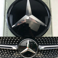 Emblème de calandre avant 3D effet miroir pour Mercedes-Benz Classes A, B, C, E, GLC, GLE, GLS (modèles W205, W213) – Badge noir et argenté effet miroir