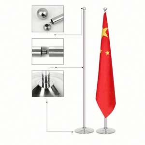 Mât de drapeau d'intérieur en acier inoxydable de haute qualité, 2m/2.6m/3m, étanche, réglable, anti-plis, double étage - Product Image 2