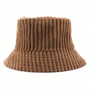 2025 Winter New Arrival Retro Corduroy Bucket <b>Hat</b> Solid Color Warm Cold-proof Outdoor Travel Fishermen <b>Hat</b> - Product Image 5