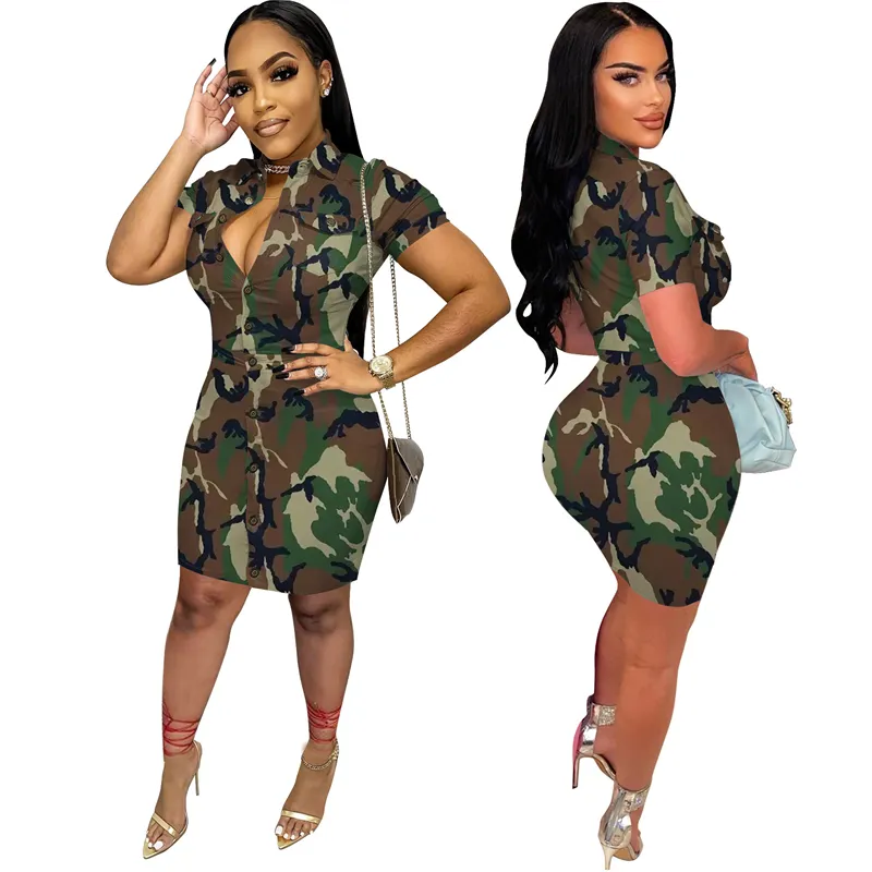 summer 2023 new arrivals luxury quality lady female women woodland camouflage dress 2023 lounge wear clothing outfit for women