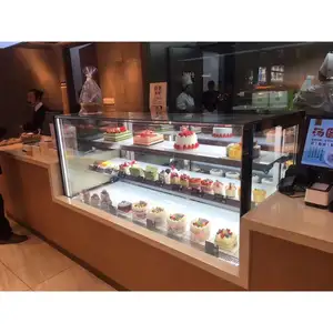 Nhà Máy Sản Xuất 4-tier Ultra Clear Glass Với Countertop Bánh Showcase Tủ Lạnh Cho Bánh Và Cửa Hàng Bánh