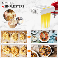 Accesorio para Pasta 3 en 1 para Batidora KitchenAid, Rodillo de Acero Inoxidable y Juego de Cortadores de Espagueti y Fettuccine, 8 Opciones de Grosor