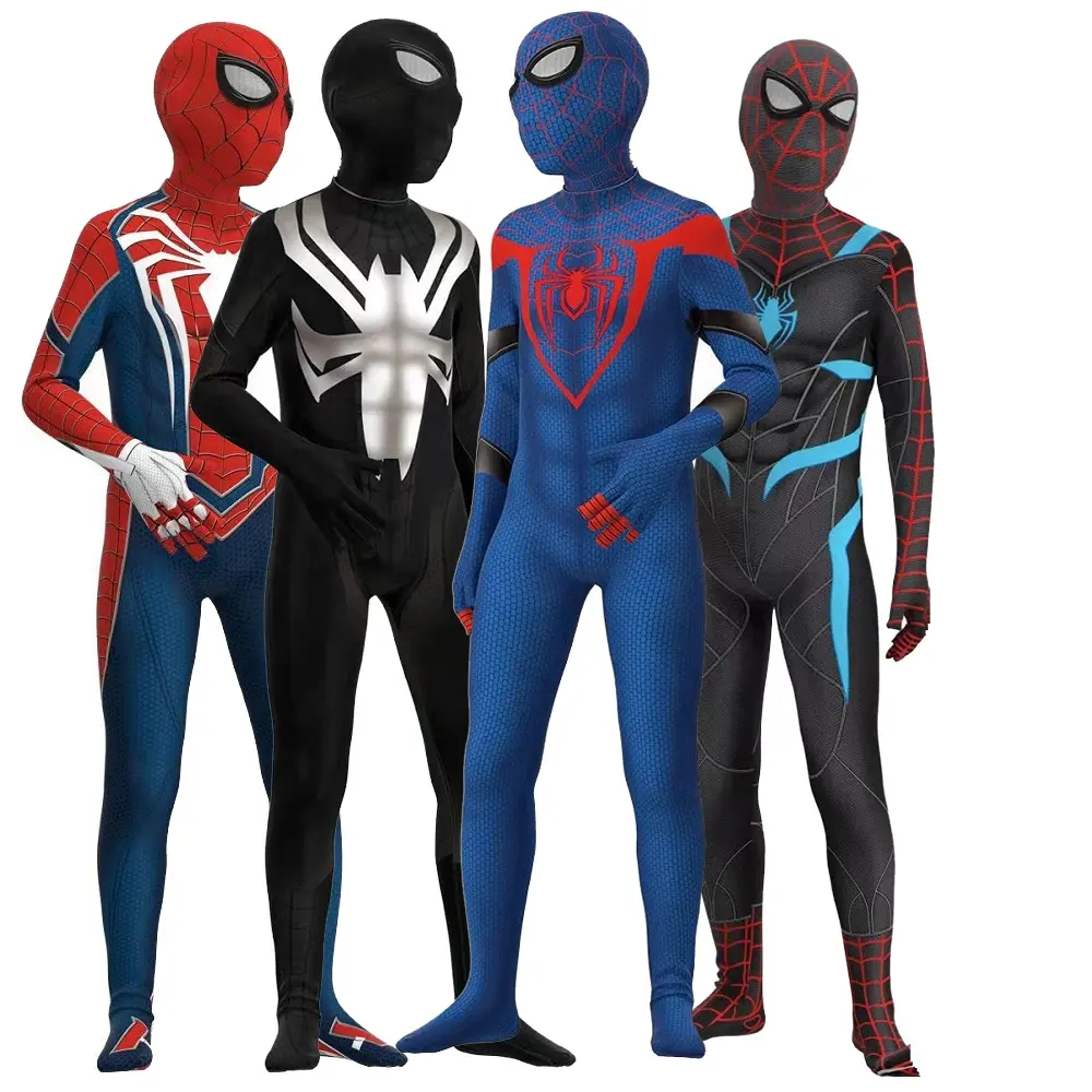 Child Spiderman Costume Peter Parker Bodysuit Halloween Boys Girls Play Movie Fan Cosplay Fantasy Costume