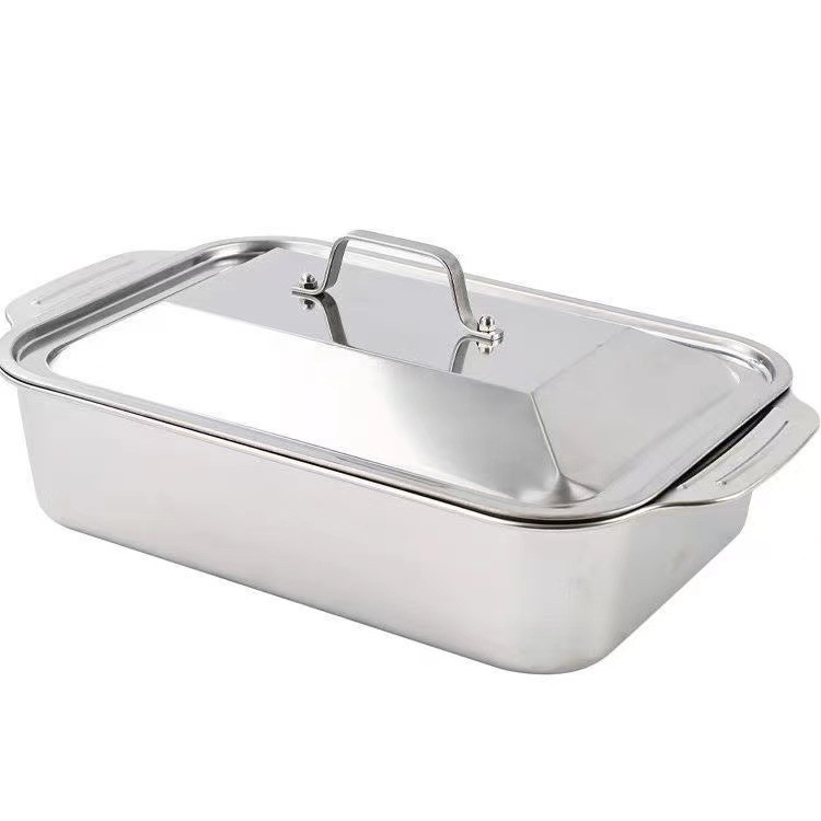 410-Flat-bottomed grilled fish plate with lid