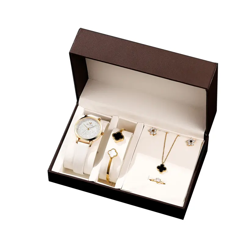 Популярные модные часы с 5 слотами для ремня и набор украшений из титановой стали для женщин с упаковочной коробкой