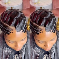 Perruques en cheveux humains Lace Front 13x4, coupe Pixie, ondulations Finger Wave