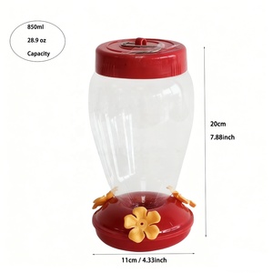 Mangeoire à oiseaux en plastique de grande capacité 850 ml (28 oz) pour <span class=keywords><strong>jardin</strong></span> extérieur, avec 4 ports pour fleurs et perchoirs, pour colibris - Product Image 3