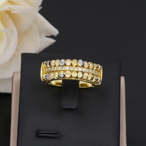 Bague de mariage tendance en laiton JXX, trois couleurs, plaqué or 24 carats, fiançailles, bijoux en zircone cubique 5A - Product Image 3