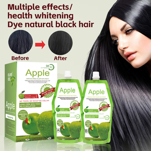 OEM No Dark Skin 5 Minutes Apple Hair Dye 96 Fast Black Hair Cream 500ml * 2 Natural Apple Hair <span class=keywords><strong>Color</strong></span> - Product Image 6