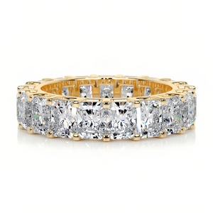 Anillo de Eternidad con Incrustaciones de Moissanita, Diseño de Media Eternidad, Varias Formas, Plata 925, Anillos de Boda - Product Image 4