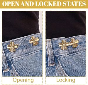 RICH Lot de 8 boutons réglables à clipser en alliage de zinc pour serrage de taille de jeans et pantalons, formes étoile/trèfle, sans <span class=keywords><strong>couture</strong></span> - Product Image 4