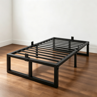 Cadre de lit simple moderne et réglable en métal, mobilier de dortoir pour appartement et chambre à coucher