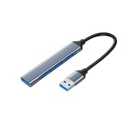 Hub USB Mini 4 in 1 dari Aluminium Alloy, 4 Port USB C, Adaptor Port USB 3.0, Docking Station Tipe C untuk Laptop PC Tablet