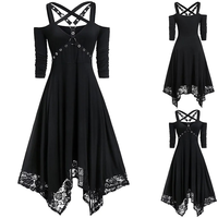 Personnalisé Vintage Mode Coréenne Maxi Jupe Femmes Élastique Taille Haute Ligne Couche Volants Swing Casual Dentelle Patchwork Longue Élégante