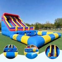 Château gonflable aquatique commercial en PVC de qualité supérieure, toboggan aquatique gonflable robuste de 18 pieds avec grande piscine
