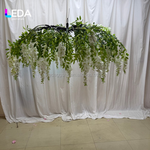 Lustre LEDA blanc en glycine artificielle, arrangement suspendu de glycine, plante décorative pour plafond de salle de mariage et événements - Product Image 3