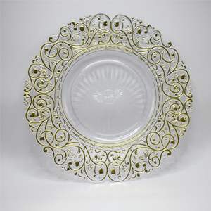 Assiettes de chargeur en plastique réutilisables de haute qualité pour les assiettes de chargeur transparentes rondes d'événement de mariage avec fleur évidée - Product Image 1