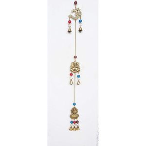 Carillons éoliens en laiton de style indien vintage chaîne décorative de perles en métal cloches murales om-ganesha-laxmiji fournitures de jardin - Product Image 1