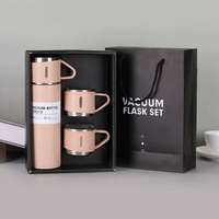 Bouteille d'eau isotherme légère en acier inoxydable de 500 ml à double paroi sans BPA, idéale pour le bureau, les voyages et les cadeaux, avec 2 tasses
