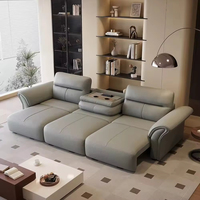 Hochwertiges Multifunktionales Modernes Wohnzimmer Chesterfield L-förmiges Ledersofa-Bett Dreisitzer Elektrisches Sofabett-Set für Zuhause