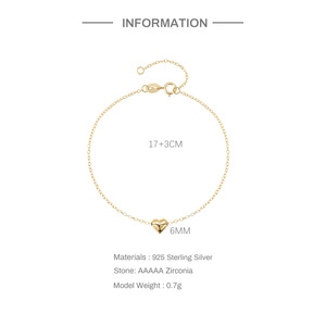 กำไลข้อมือเงินแท้ S925 ดีไซน์เรียบง่าย รูปหัวใจขัดเงา เหมาะสำหรับใส่ทุกวันสำหรับผู้หญิง - Product Image 6