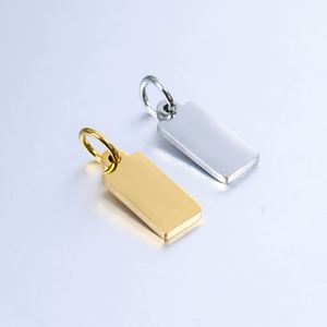 Vente en gros de pendentif à breloque en métal plaqué or bricolage logo en acier inoxydable gravable personnalisé - Product Image 5