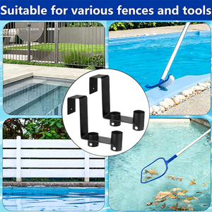 Soporte Metálico Organizador <span class=keywords><strong>para</strong></span> Herramientas de Limpieza de Piscinas, Gancho <span class=keywords><strong>para</strong></span> Valla, Colgador de Varillas, Paquete de 2, Estante de Almacenamiento - Product Image 2