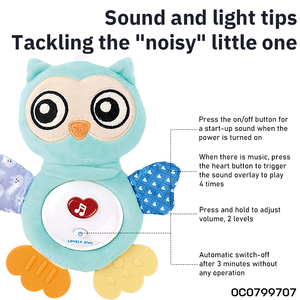 Coffret cadeau pour bébé, grand jouet en peluche apaisant pour nouveau-né, hibou aux grands yeux, jouets sensoriels pour bébé de moins de 3 ans avec lumière et son - Product Image 4
