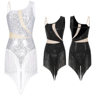 Compétition paillettes dames frangées Sexy Dancewear scène danse Performance porter Costume body pour femmes robes de danse latine