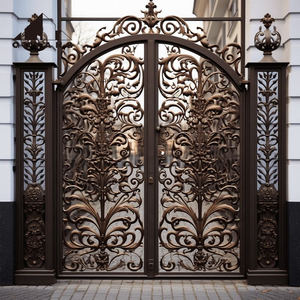 Portail double en fer forgé blanc pur de luxe, style européen, forgé à la main, pour villa, complexe hôtelier et aménagement paysager - Product Image 6