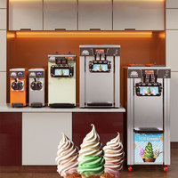 Machine à glace italienne verticale automatique commerciale à 3 saveurs pour les entreprises, option en libre-service
