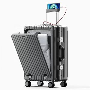 Bagage à main Offre Spéciale Tiktok avec roues pivotantes <span class=keywords><strong>Valise</strong></span> à main encadrée en aluminium avec compartiment <span class=keywords><strong>pour</strong></span> <span class=keywords><strong>ordinateur</strong></span> <span class=keywords><strong>portable</strong></span> ouvert à l'avant - Product Image 4