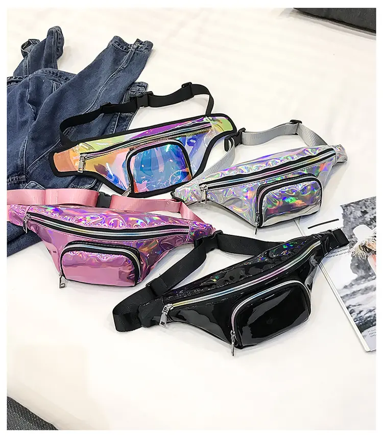 Moda hologram pvc fanny paketi ucuz fiyat lazer fanny paketi kızlar bel çantası 2019