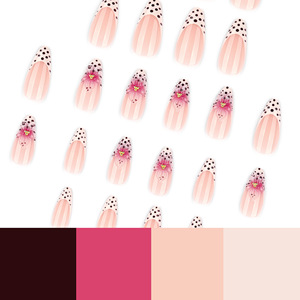 <span class=keywords><strong>Uñas</strong></span> Postizas 3D con Diseño de Flor de Almendra, Punta Francesa, Puntos, Acrílicas, <span class=keywords><strong>para</strong></span> Mujer, Uso Diario, Fiesta, <span class=keywords><strong>Boda</strong></span>, Gran Venta - Product Image 2