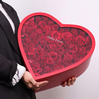 Luxe Pvc Materiaal Valentijnsdag Cadeau Verpakking Dozen Bloem Hart Doos Met Venster Fruit Geschenkdoos